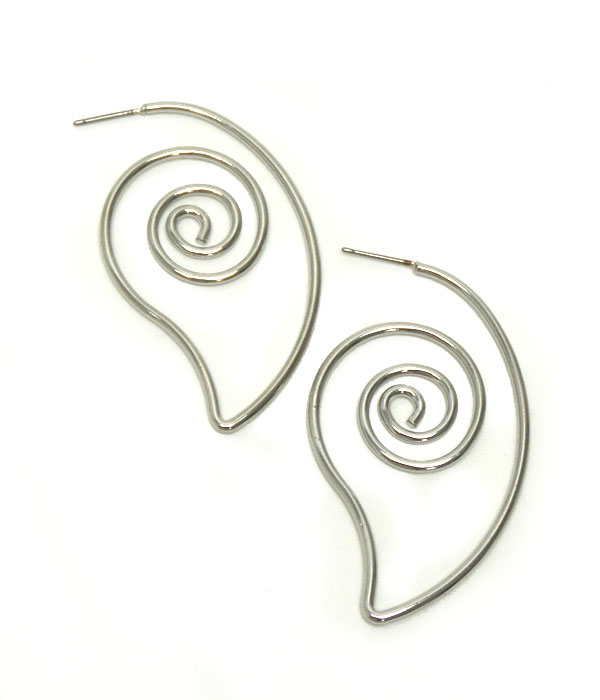 Rhodium swirl earrings