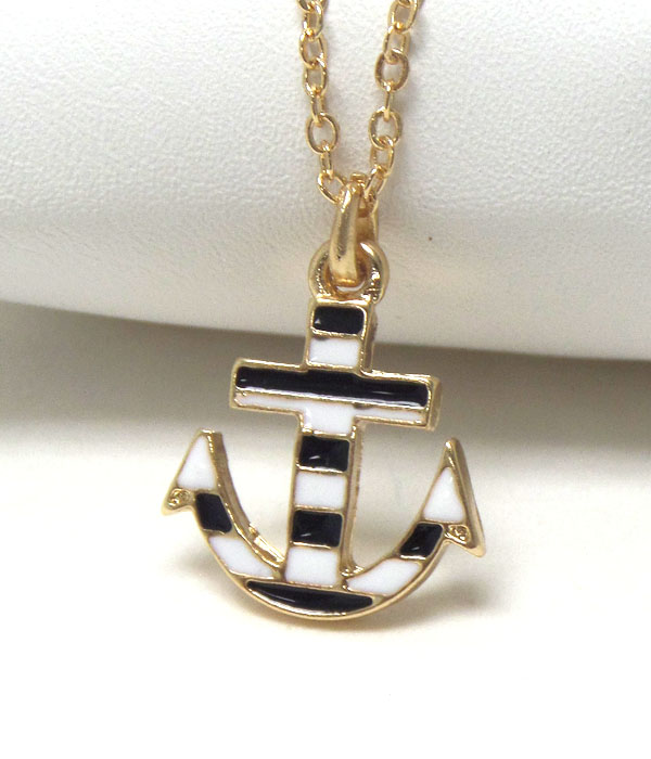 Premier electro plating nautical stripe anchor necklace