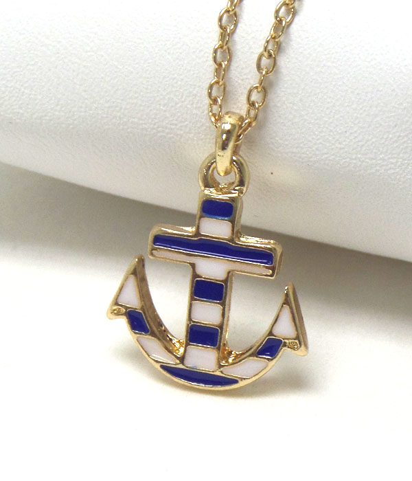 Premier electro plating nautical stripe anchor necklace