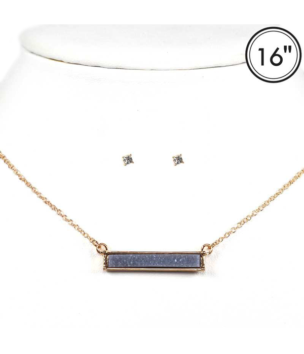 Simple druzy bar necklace set