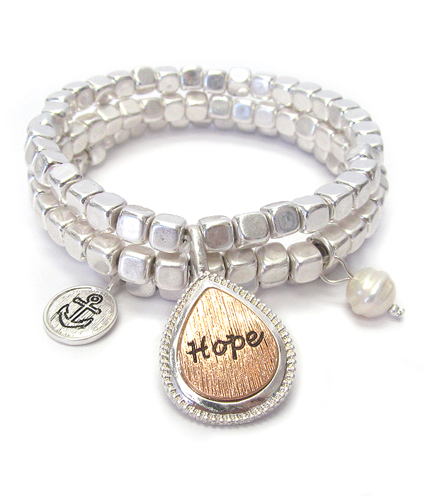 Religious inspiration triple stretch bracelet set - hope
