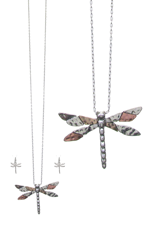 DRAGONFLY PENDANT LONG NECKLACE SET