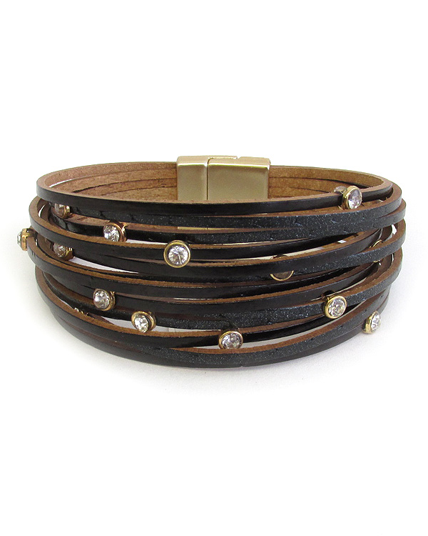 Multi layer leatherette magnetic bracelet