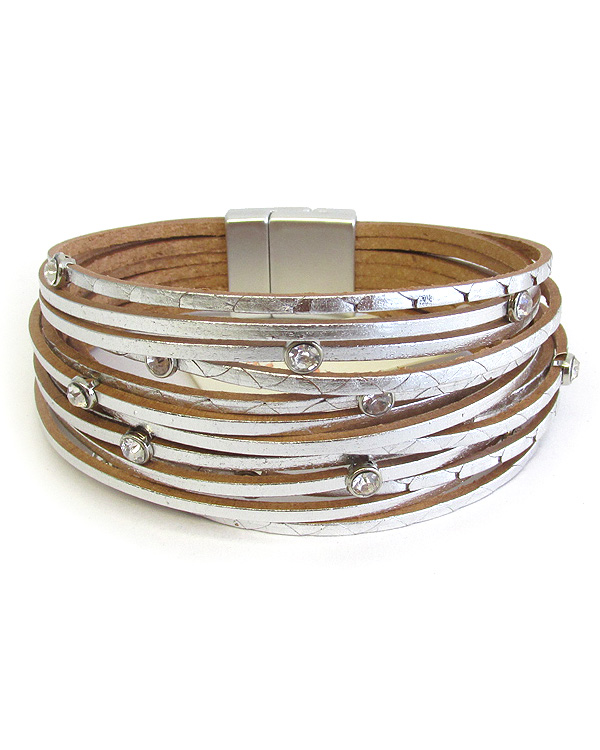 Multi layer leatherette magnetic bracelet
