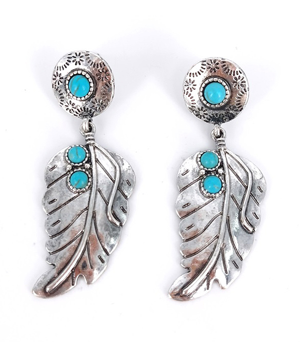 TURQUOISE FEATHER EARRING