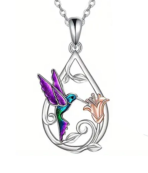 Humming bird teardrop necklace