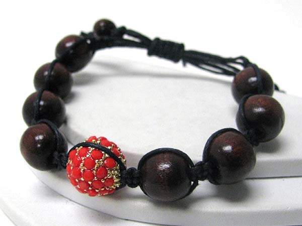 Crystal ball and sliding cord bracelet