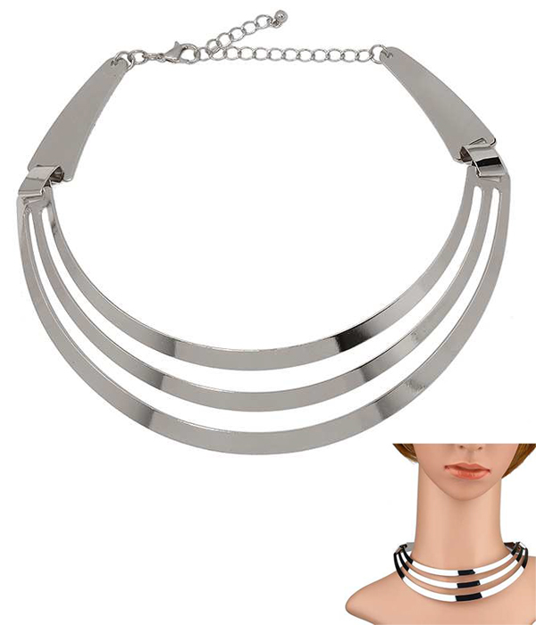 3 LAYER METAL CHOKER NECKLACE