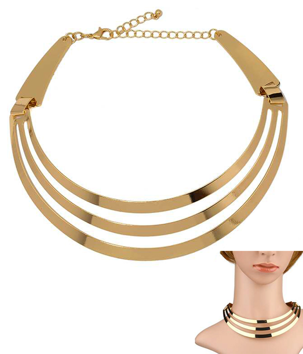 3 LAYER METAL CHOKER NECKLACE