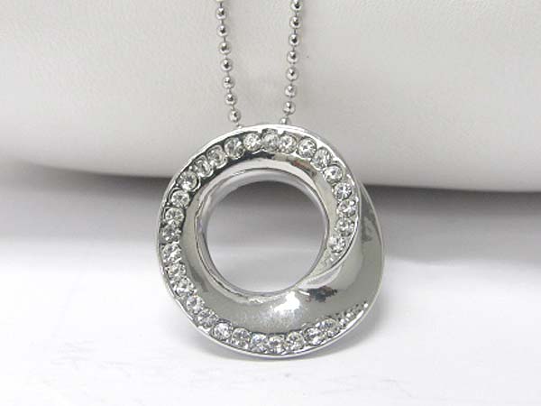 Made in korea whitegold plating crystal stud small round pendant necklace