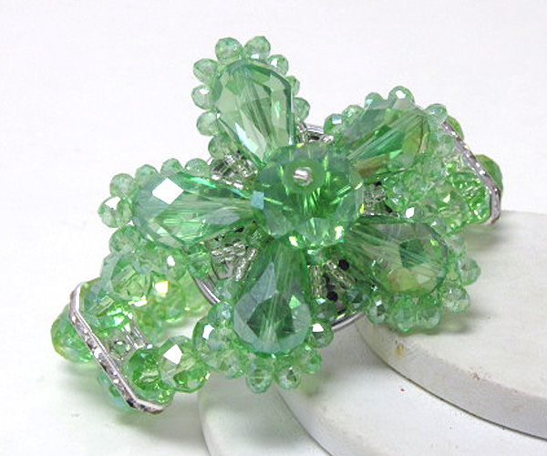 CRYSTAL WITH MULTI SIZE FASHION STYLE CRYSTAL GLASS FLOWER STRETCH BRACELET