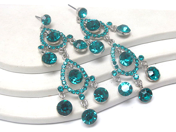 Double crystal tear drop and dangle crystal drop earring