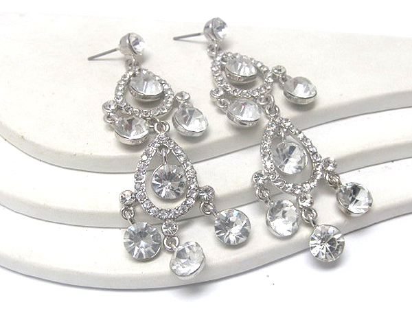 Double crystal tear drop and dangle crystal drop earring