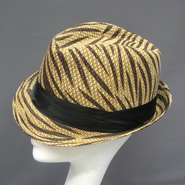 100% straw zebra print fedroa