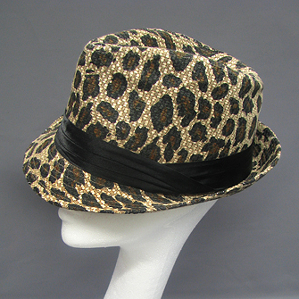 100% straw leopard print fedroa
