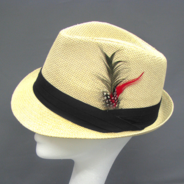 100% straw feather summer fedora