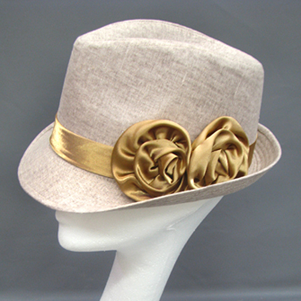 100% lurex w/satin rose summer fedora