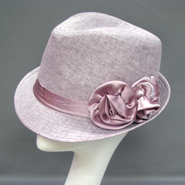 100% lurex w/satin rose summer fedora