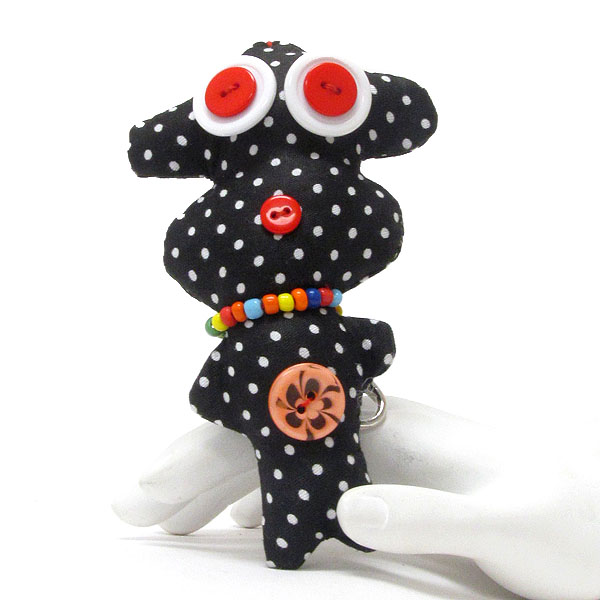 Fabric and button dog key chain
