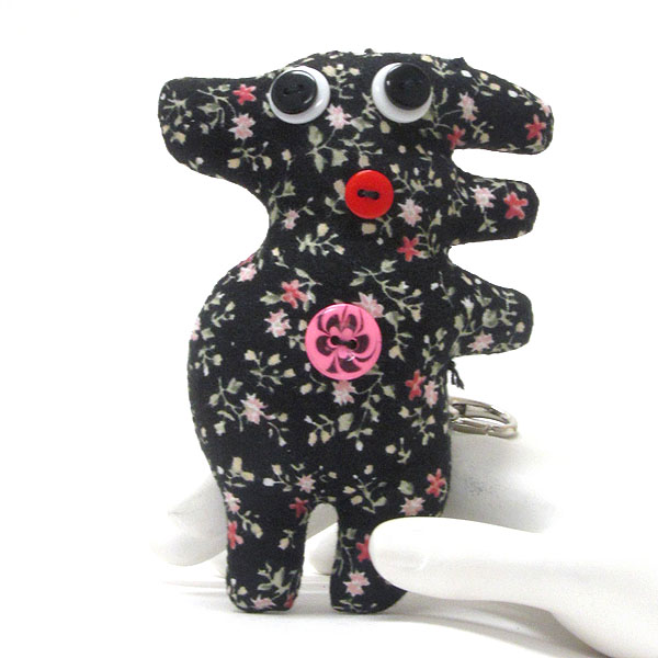 Fabric and button bunny key chain