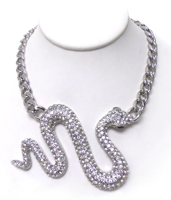 Bold chain with snake pendant necklace