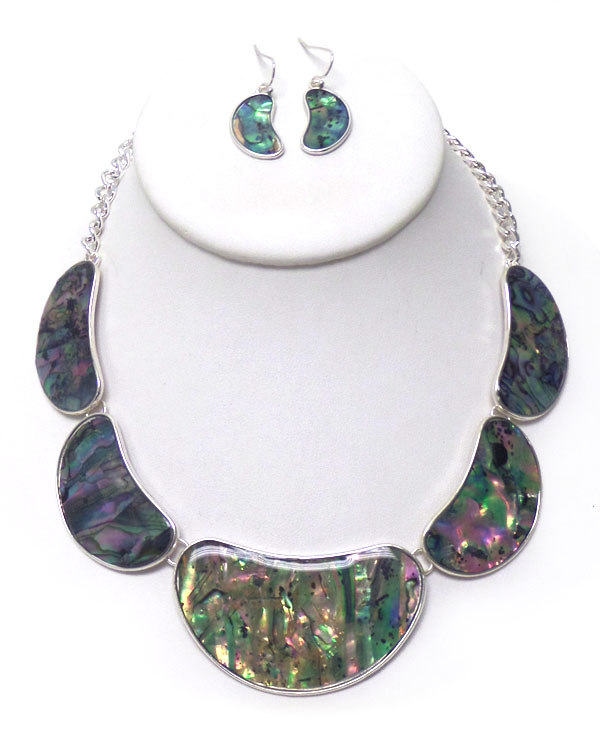 Jelly shape abalone link necklace earring set