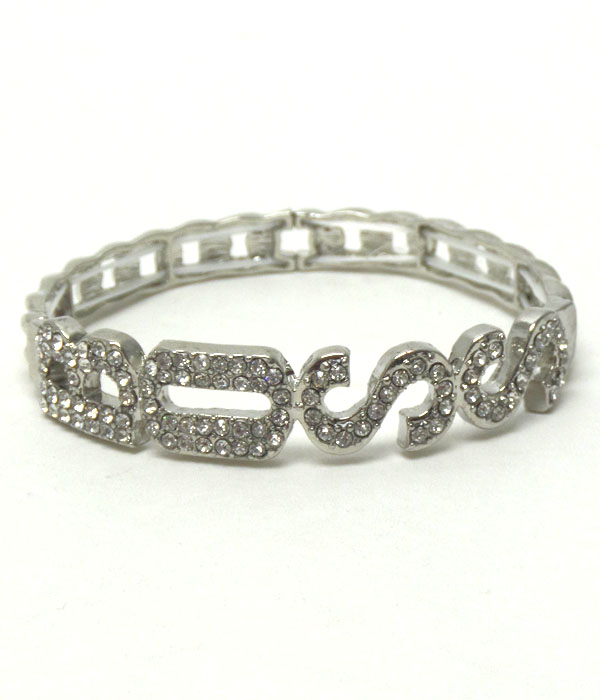 Premier electro plating crystal boss stretch bracelet