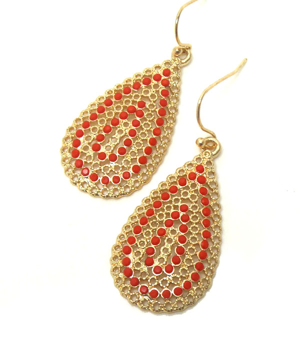 Premier electro plating crystal and metal filigree teardrop earring