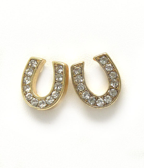 Premier electro plating crystal horseshoe earring