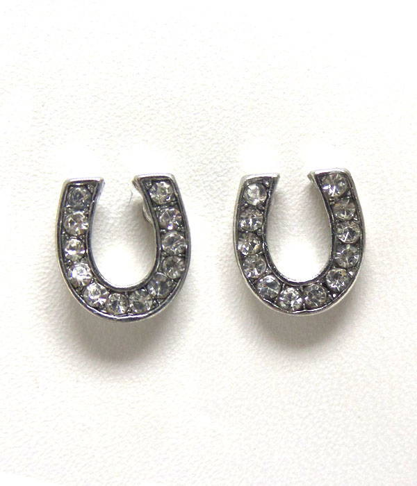 Premier electro plating crystal horseshoe earring
