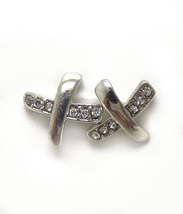 Premier electro plating crystal x stud earring
