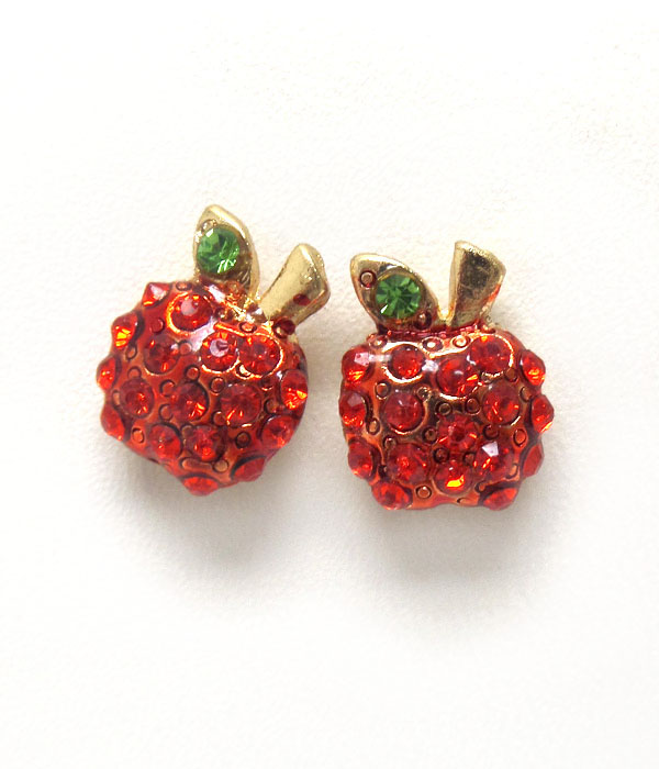Premier electro plating crystal apple earring