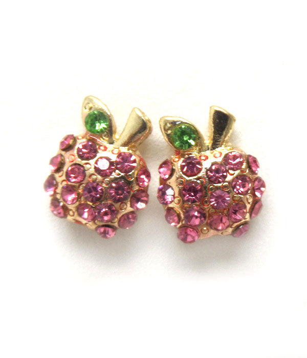 Premier electro plating crystal apple earring