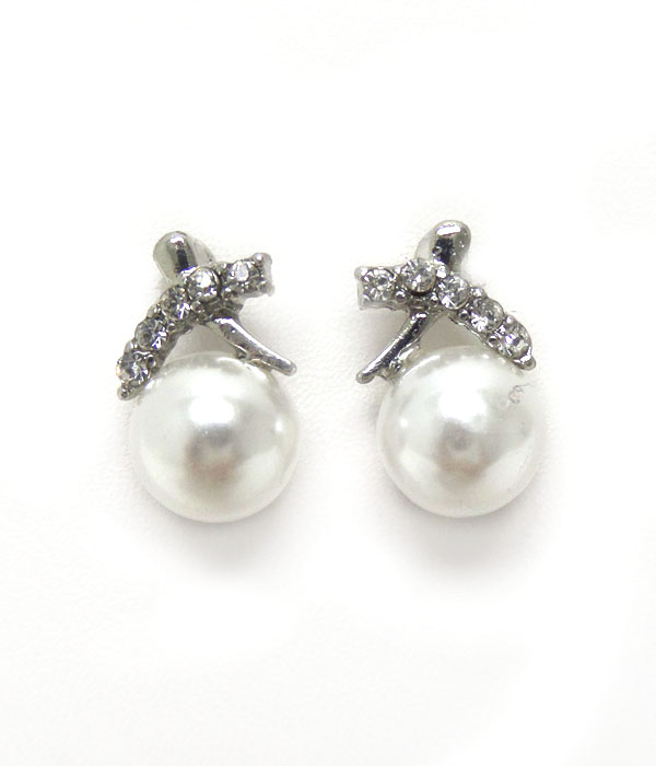 Premier electro plating crystal x and pearl earring
