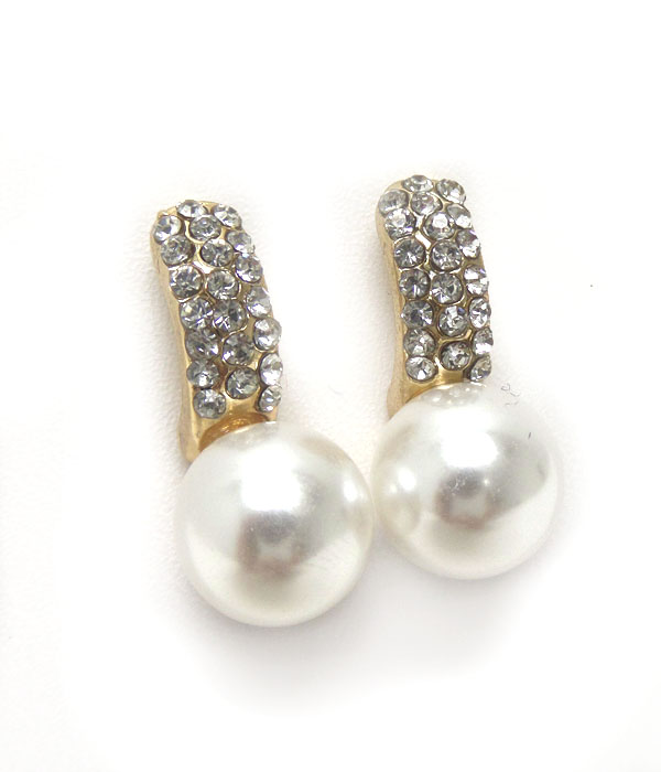 Premier electro plating crystal and pearl earring