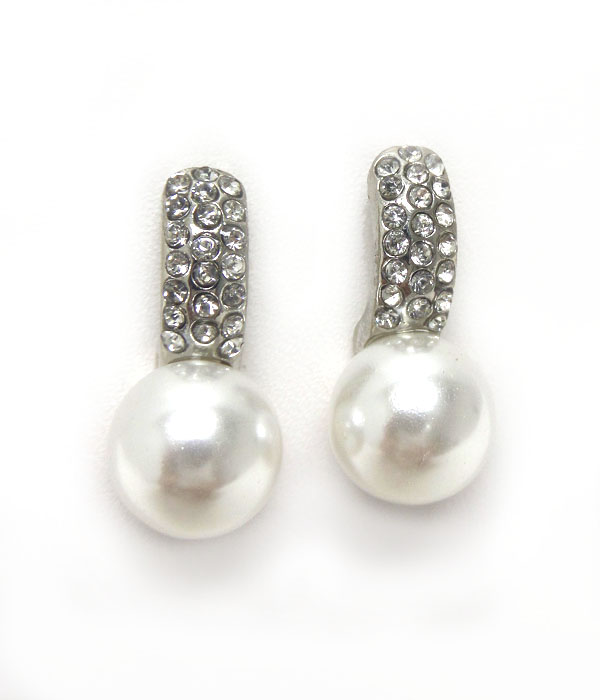 Premier electro plating crystal and pearl earring