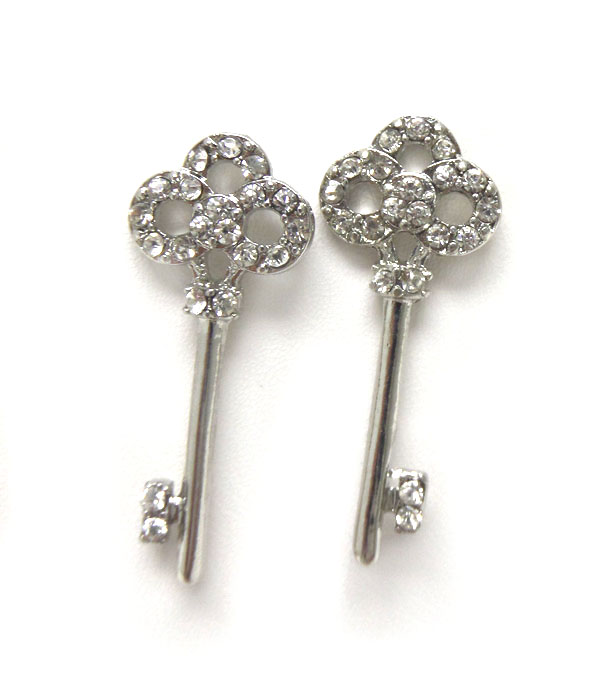 Premier electro plating crystal key earring