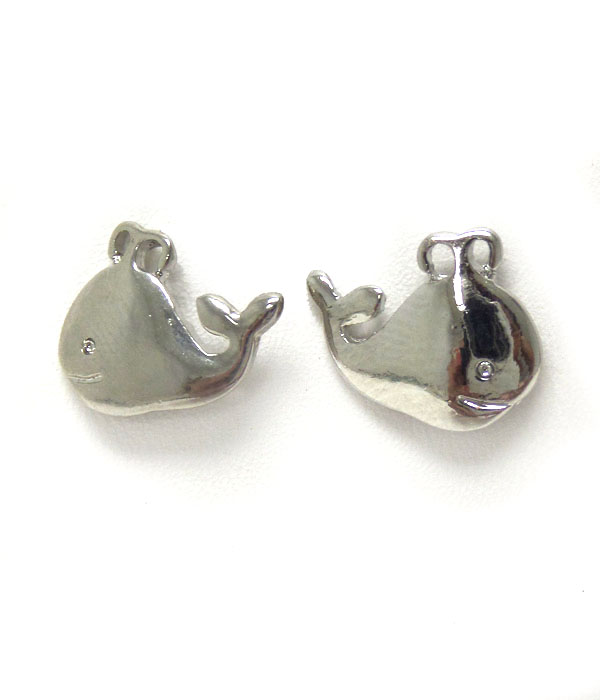 Premier electro plating metal whale earring
