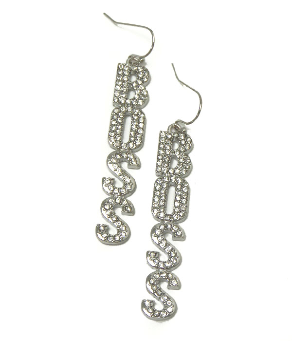 Premier electro plating crystal boss earring