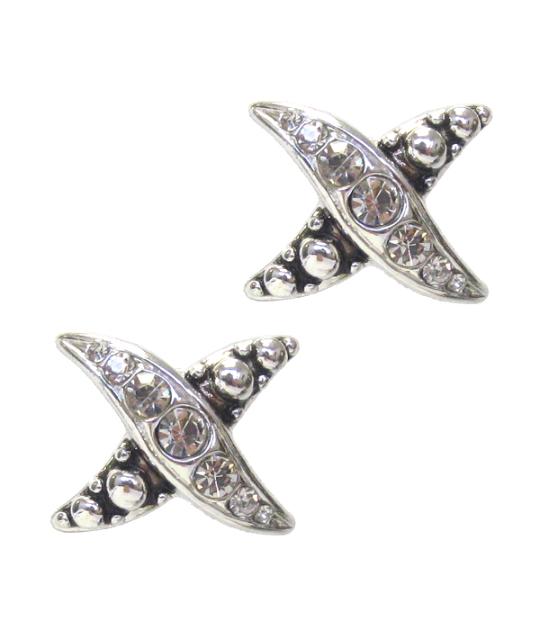 DESIGNER TEXTURED X SHAPE EARRING