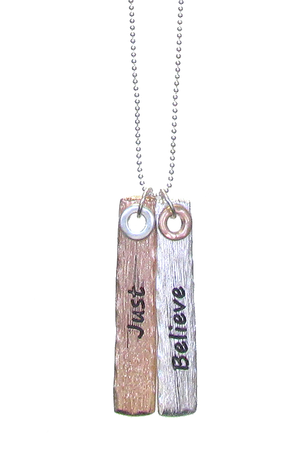 RELIGIOUS INSPIRATION DOUBLE BAR NECKLACE - JUST BELIEVE