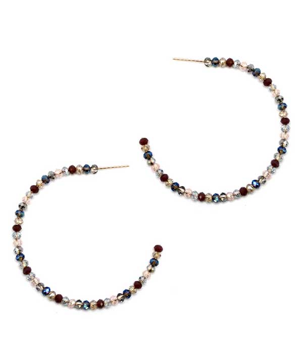 Multi facet stone hoop earring