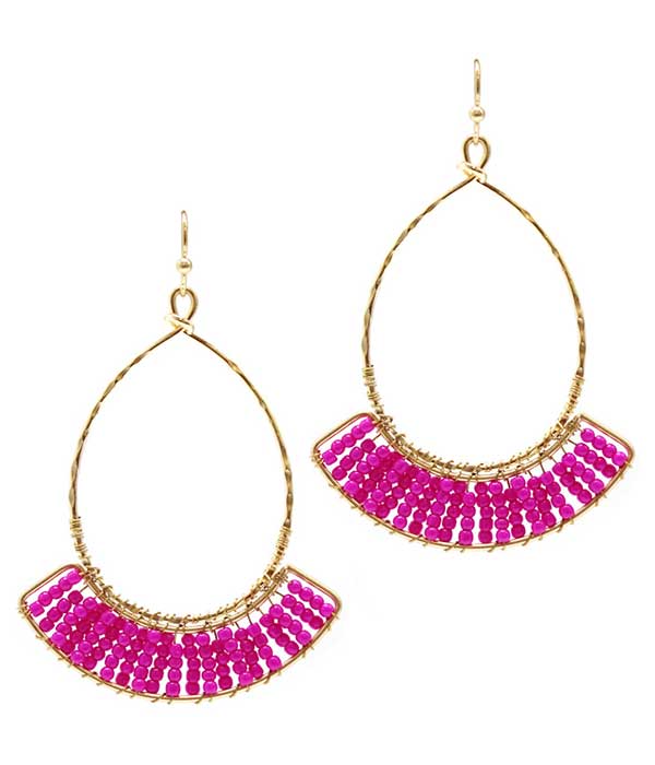 Multi facet stone and wire teardrop earring