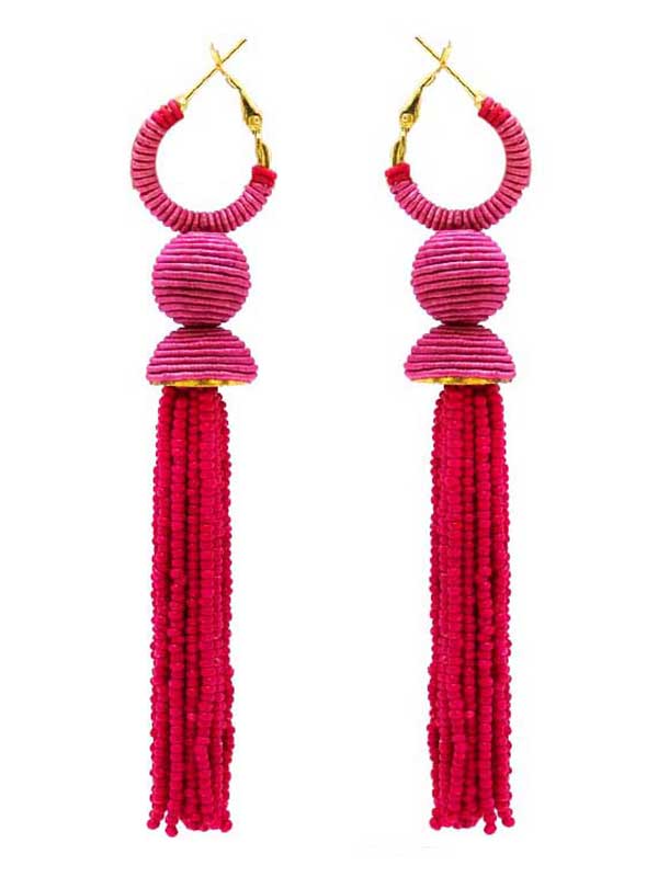 Multi seedbead tassel drop earring