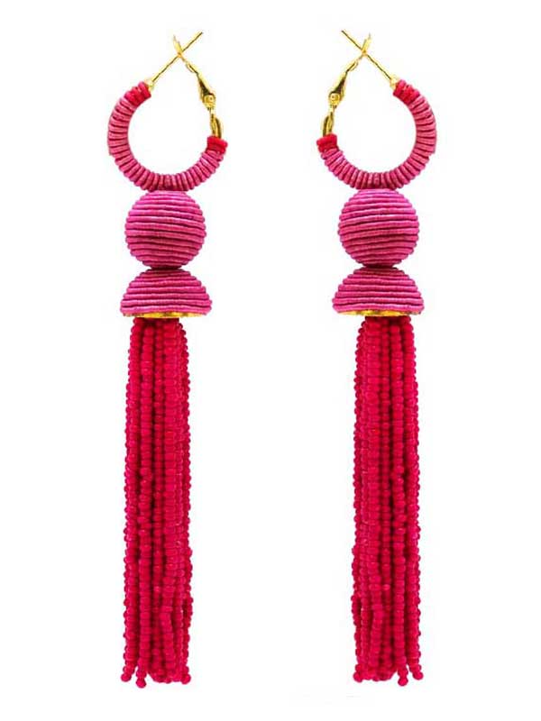 MULTI SEEDBEAD TASSEL DROP EARRING