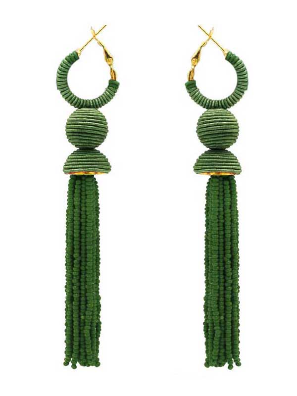Multi seedbead tassel drop earring
