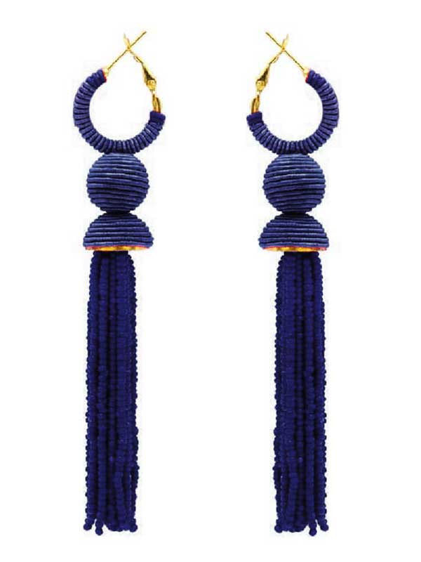 Multi seedbead tassel drop earring