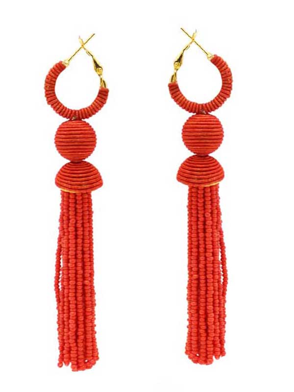 MULTI SEEDBEAD TASSEL DROP EARRING