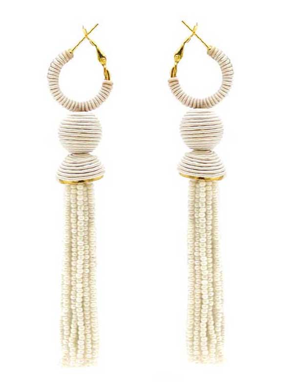 MULTI SEEDBEAD TASSEL DROP EARRING