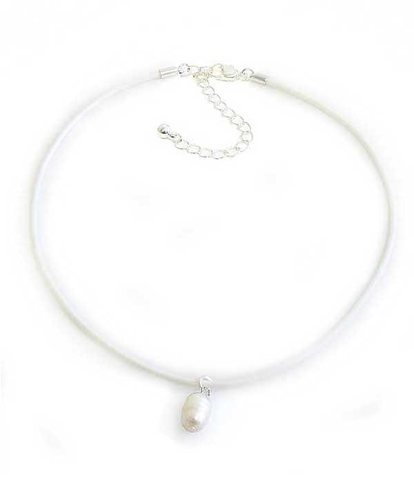 FRESHWATER PEARL PENDANT CORD CHOKER NECKLACE